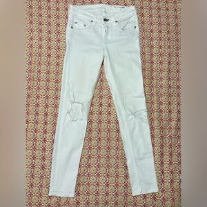 Rag & Bone White Skinny Distressed Jeans